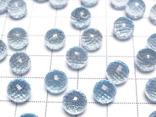 [Video] High Quality Sky Blue Topaz AAA Sphere Faceted Round 8mm 1pc