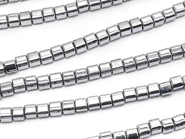 [Video] Hematite Cube 2x2x2mm Silver Coated 1strand beads (approx. 15inch/37cm)