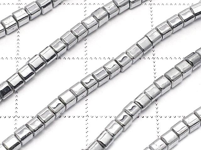 [Video] Hematite Cube 2x2x2mm Silver Coated 1strand beads (approx. 15inch/37cm)