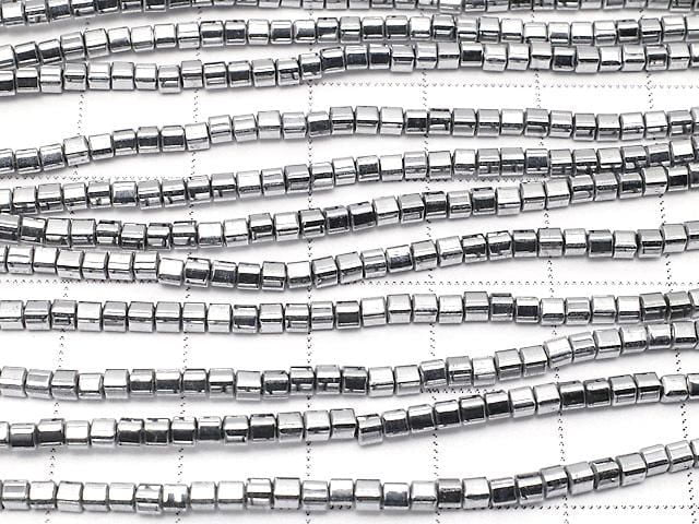 [Video] Hematite Cube 2x2x2mm Silver Coated 1strand beads (approx. 15inch/37cm)