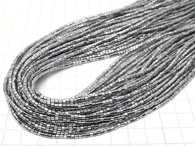 [Video] Hematite Cube 2x2x2mm Silver Coated 1strand beads (approx. 15inch/37cm)