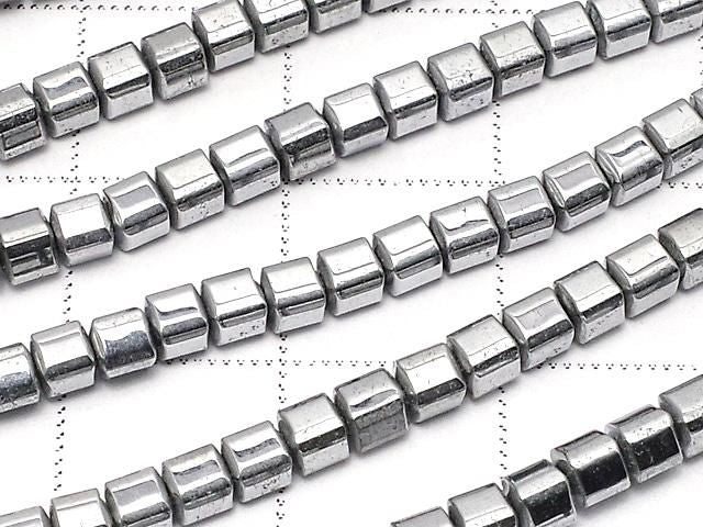 [Video] Hematite Cube 3x3x3mm Silver Coated 1strand beads (approx. 15inch/37cm)