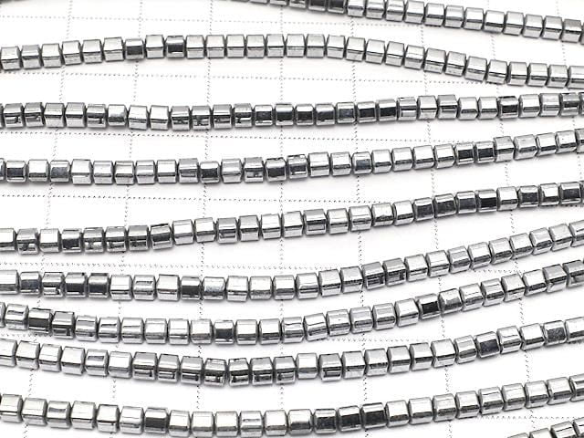 [Video] Hematite Cube 3x3x3mm Silver Coated 1strand beads (approx. 15inch/37cm)