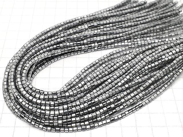 [Video] Hematite Cube 3x3x3mm Silver Coated 1strand beads (approx. 15inch/37cm)