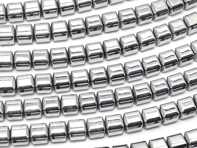 [Video] Hematite Cube 4x4x4mm Silver Coated 1strand beads (approx. 15inch/37cm)