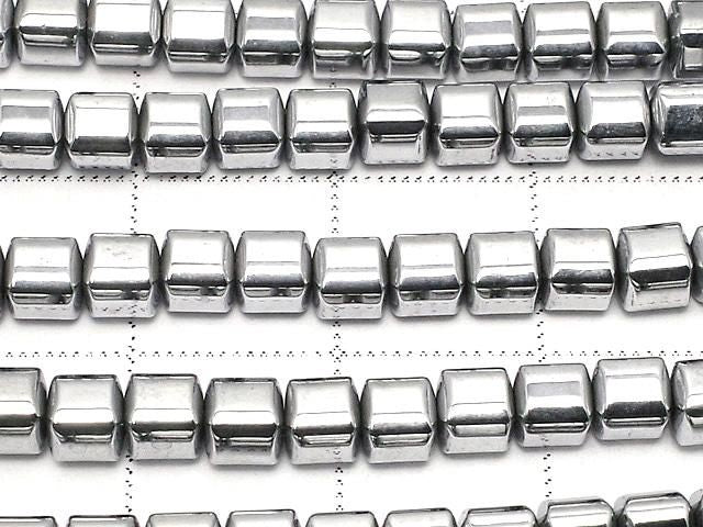 [Video] Hematite Cube 4x4x4mm Silver Coated 1strand beads (approx. 15inch/37cm)