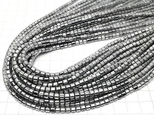 [Video] Hematite Cube 4x4x4mm Silver Coated 1strand beads (approx. 15inch/37cm)