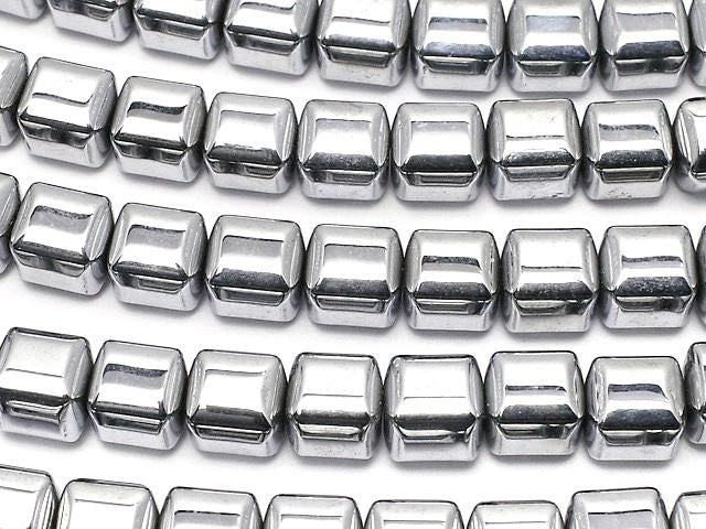 [Video] Hematite Cube 6x6x6mm Silver Coated 1strand beads (approx. 15inch/37cm)
