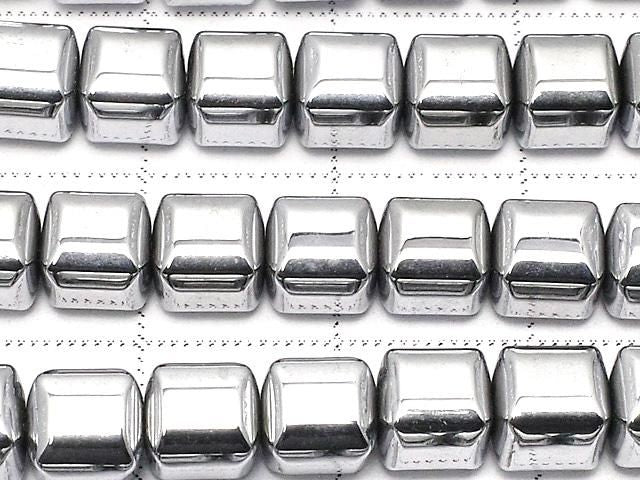 [Video] Hematite Cube 6x6x6mm Silver Coated 1strand beads (approx. 15inch/37cm)