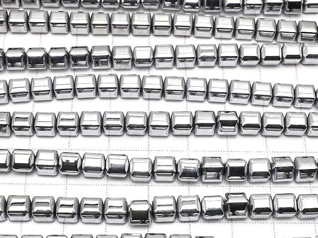 [Video] Hematite Cube 6x6x6mm Silver Coated 1strand beads (approx. 15inch/37cm)