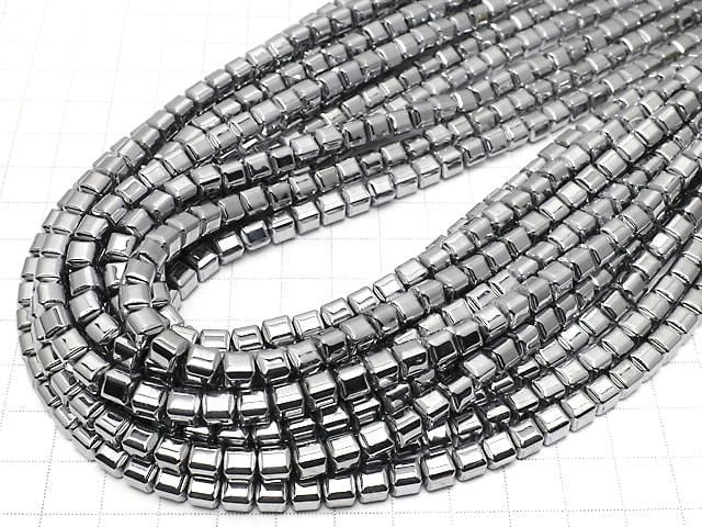 [Video] Hematite Cube 6x6x6mm Silver Coated 1strand beads (approx. 15inch/37cm)