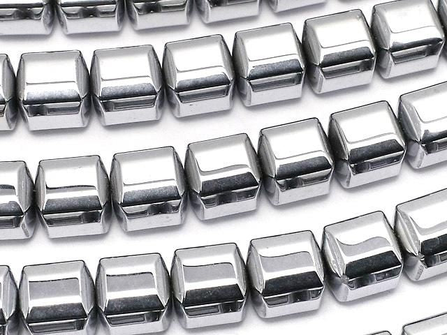 [Video] Hematite Cube 8x8x8mm Silver Coated 1strand beads (approx. 15inch/37cm)