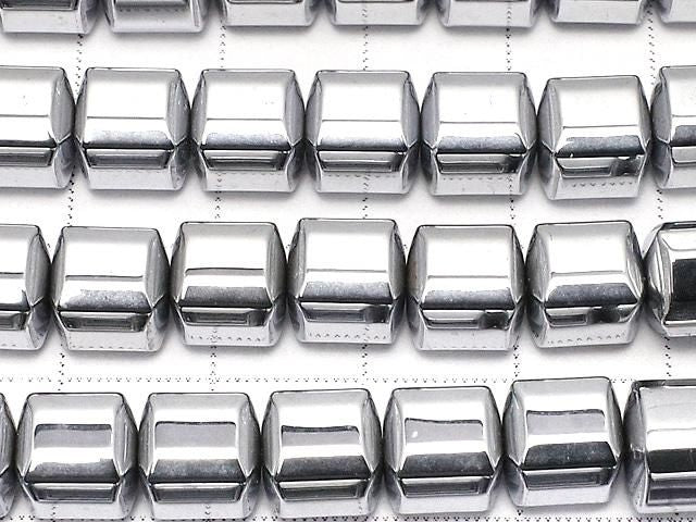 [Video] Hematite Cube 8x8x8mm Silver Coated 1strand beads (approx. 15inch/37cm)