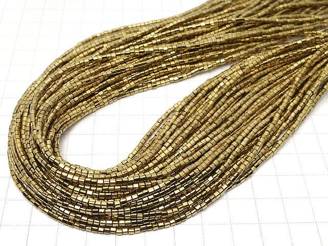 [Video] Hematite Cube 2x2x2mm Gold Plated 1strand beads (approx. 15inch/37cm)