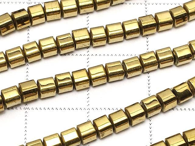 [Video] Hematite Cube 3x3x3mm Gold Plated 1strand beads (approx. 15inch/37cm)