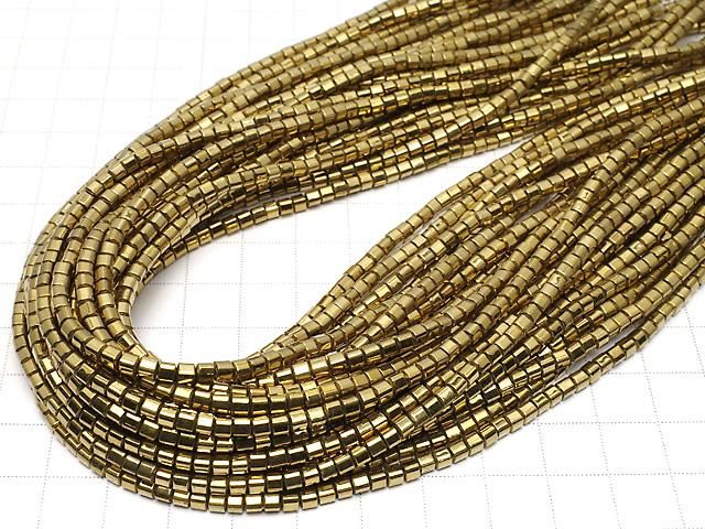 [Video] Hematite Cube 3x3x3mm Gold Plated 1strand beads (approx. 15inch/37cm)