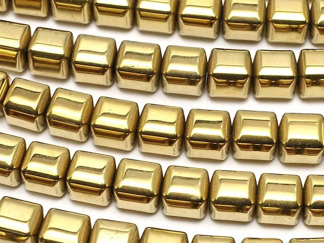 [Video] Hematite Cube 6x6x6mm Gold Plated 1strand beads (approx. 15inch/37cm)