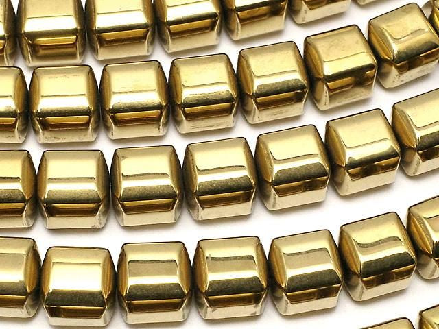 [Video] Hematite Cube 8x8x8mm Gold Plated 1strand beads (approx. 15inch/37cm)