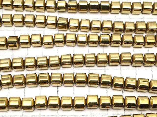 [Video] Hematite Cube 8x8x8mm Gold Plated 1strand beads (approx. 15inch/37cm)