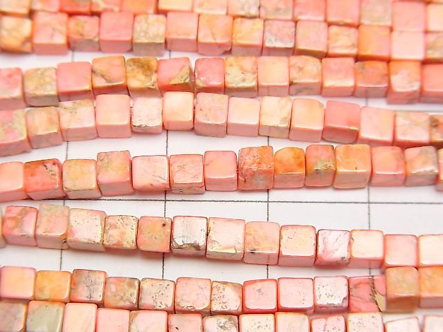 [Video] Orange color Kaolinite Cube 3x3x3mm 1strand beads (approx. 15inch/38cm)