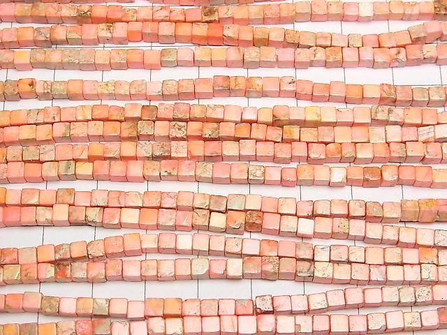 [Video] Orange color Kaolinite Cube 3x3x3mm 1strand beads (approx. 15inch/38cm)
