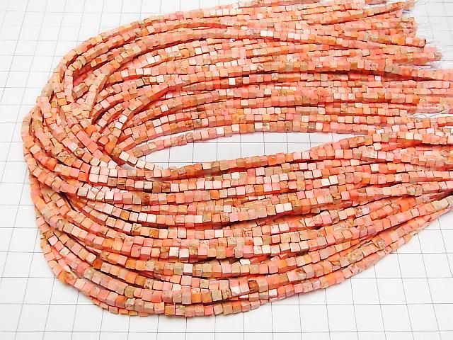 [Video] Orange color Kaolinite Cube 3x3x3mm 1strand beads (approx. 15inch/38cm)