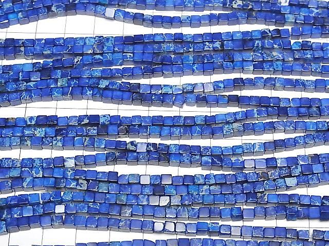 [Video] Blue Kaolinite Cube 3x3x3mm 1strand beads (approx. 15inch/38cm)