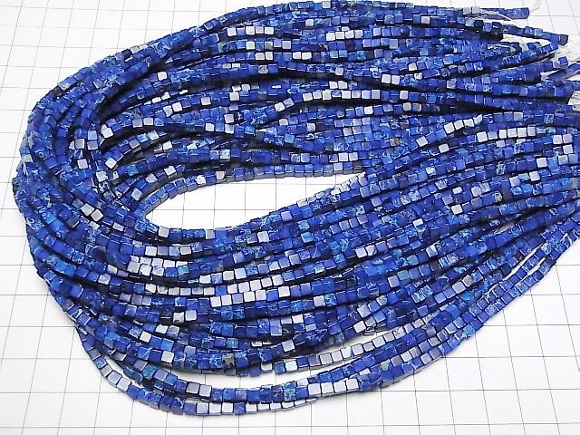 [Video] Blue Kaolinite Cube 3x3x3mm 1strand beads (approx. 15inch/38cm)