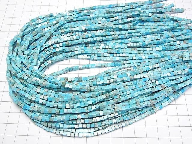 [Video] Light blue Kaolinite Cube 3x3x3mm 1strand beads (approx. 15inch/38cm)