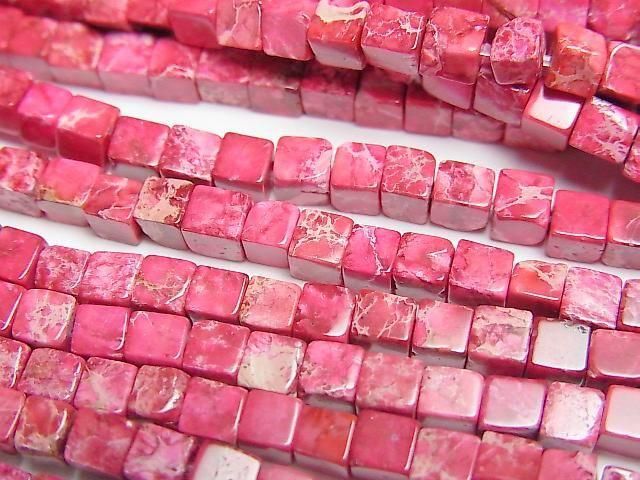 [Video] Red color Kaolinite Cube 3x3x3mm 1strand beads (approx. 15inch/38cm)