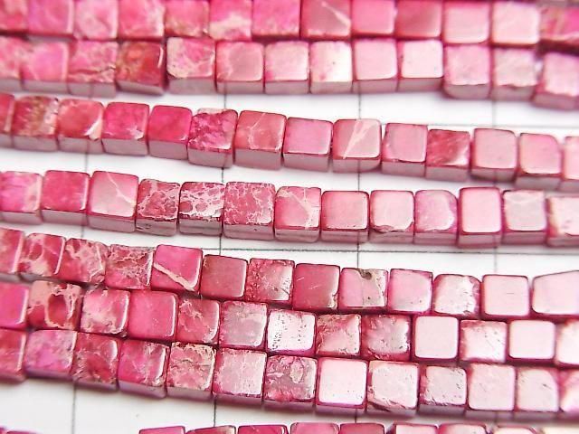 [Video] Red color Kaolinite Cube 3x3x3mm 1strand beads (approx. 15inch/38cm)