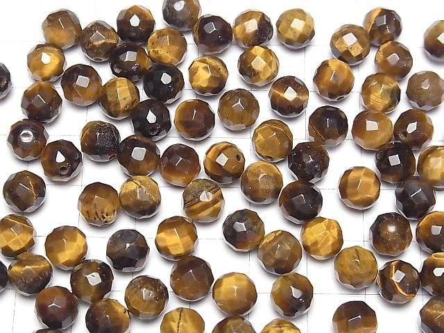 [Video] Yellow Tiger's Eye AA++ Half Drilled Hole Faceted Round 8mm 10pcs