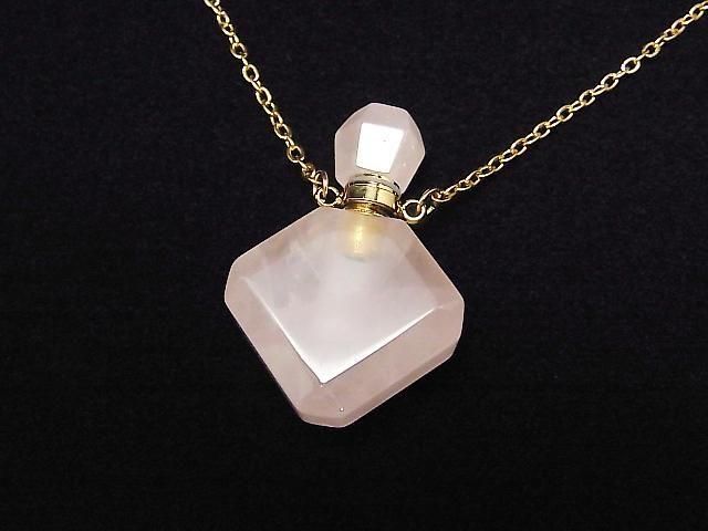 [Video] Rose Quartz Bottle Necklace Diamond 36x24mm 1strand beads (approx. 23inch/58cm)