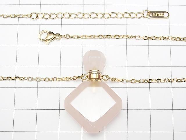 [Video] Rose Quartz Bottle Necklace Diamond 36x24mm 1strand beads (approx. 23inch/58cm)
