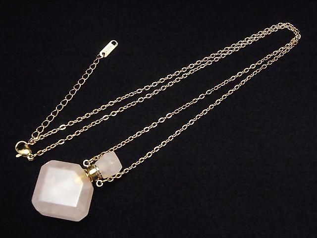 [Video] Rose Quartz Bottle Necklace Diamond 36x24mm 1strand beads (approx. 23inch/58cm)