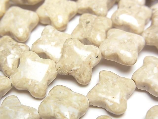 [Video] Riverstone Flower Motif 13x13mm Half or 1strand Beads (approx. 15inch/36cm)