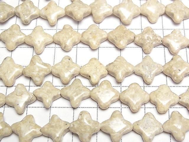 [Video] Riverstone Flower Motif 13x13mm Half or 1strand Beads (approx. 15inch/36cm)