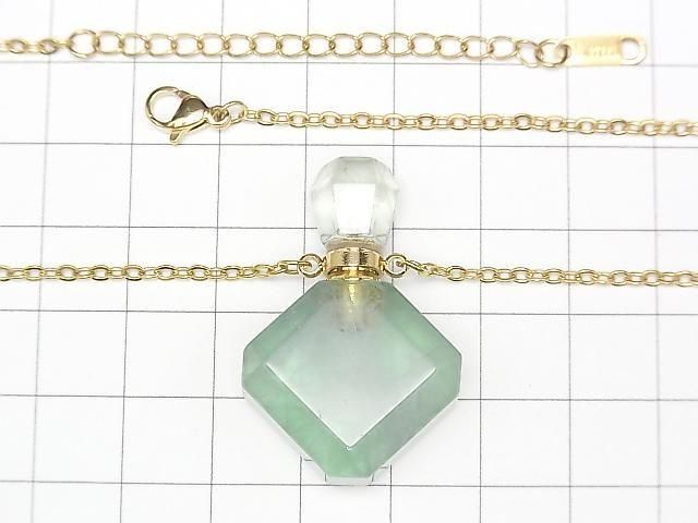 [Video] Green Fluorite Bottle Necklace Diamond 36x24mm 1strand beads (approx. 23inch/58cm)