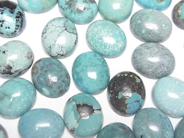 [Video] Turquoise AA++ Oval Cabochon 12x10mm [Blue] Patterned 2pcs