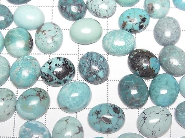 [Video] Turquoise AA++ Oval Cabochon 12x10mm [Blue] Patterned 2pcs
