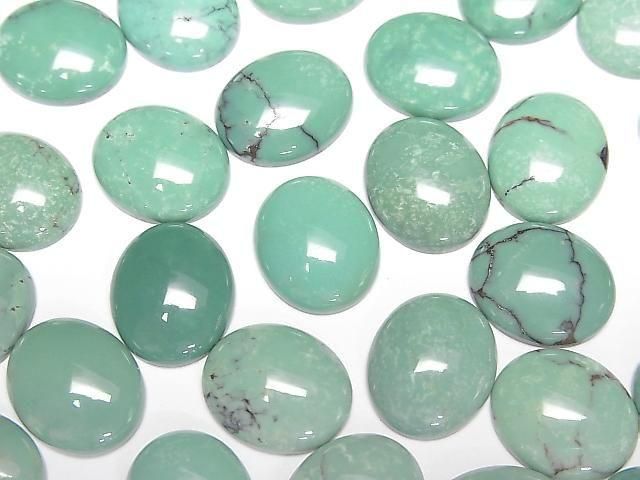 [Video] Turquoise AA++ Oval Cabochon 12x10mm [Green] 2pcs