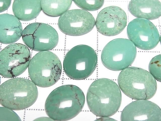 [Video] Turquoise AA++ Oval Cabochon 12x10mm [Green] 2pcs