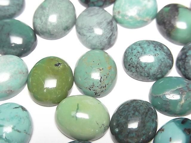 [Video] Turquoise AA++ Oval Cabochon 12x10mm [Green] Patterned 2pcs