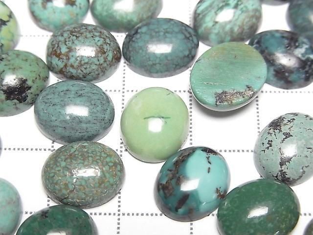 [Video] Turquoise AA++ Oval Cabochon 12x10mm [Green] Patterned 2pcs