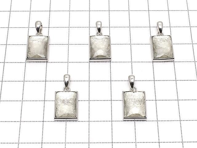 [Video] Meteorite (Muonionalusta) Faceted Rectangle Pendant 13x10mm Silver925