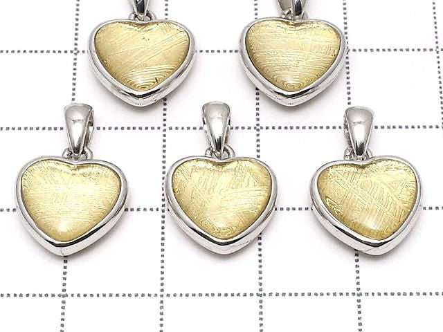 [Video] Meteorite (Muonionalusta) Heart Pendant 12x12mm Both Side Finish Yellow Gold Silver925 1pc