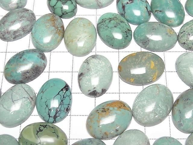 [Video] Turquoise AA++ Oval Cabochon 20x15mm [Green] Patterned 1pc