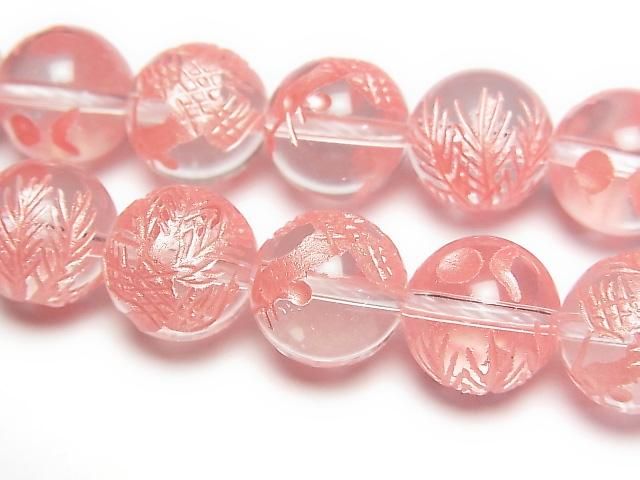 [Video] Red! Phoenix (Four Divine Beasts) Carved! Crystal AAA Round 12mm 1/4 or 1strand beads (approx. 15inch/36cm)