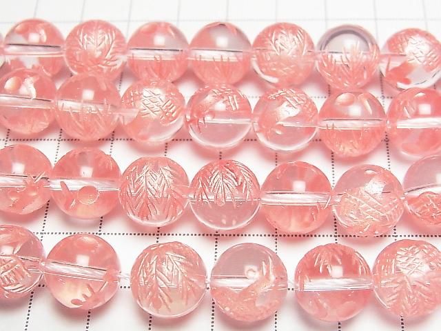 [Video] Red! Phoenix (Four Divine Beasts) Carved! Crystal AAA Round 12mm 1/4 or 1strand beads (approx. 15inch/36cm)