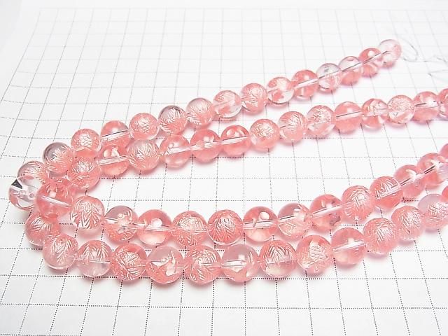 [Video] Red! Phoenix (Four Divine Beasts) Carved! Crystal AAA Round 12mm 1/4 or 1strand beads (approx. 15inch/36cm)